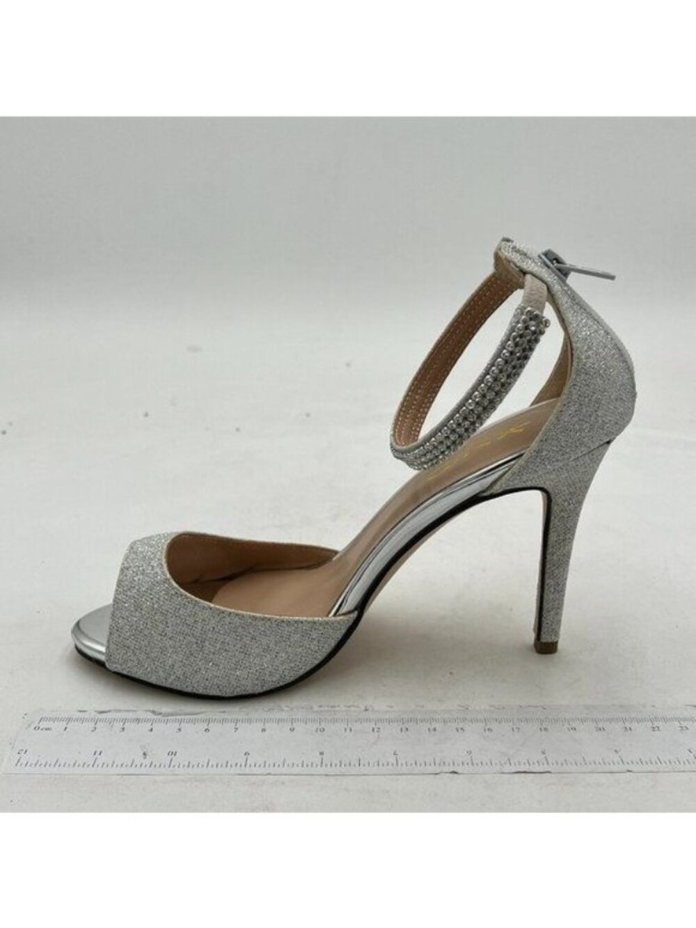 XYD Women's Open Toe Rhinestones Ankle Strap Sandals Mid Heel Pumps Bridal